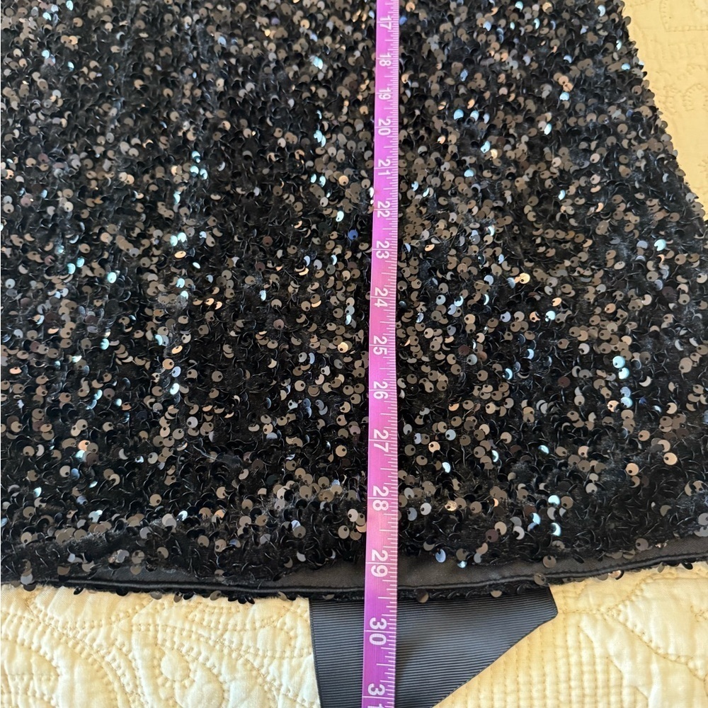 Black Sequin Long Sleeve Tunic Dress Ribbon Back - Women's L - Picture 2 of 7
